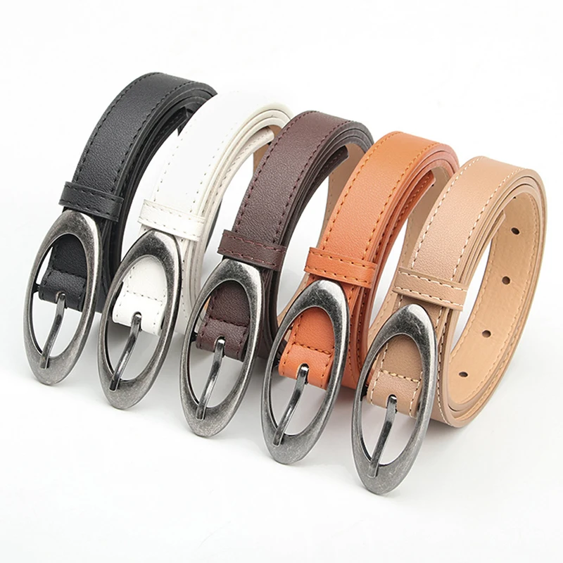 

Fashion Women Metal Oval Buckle PU Leather Personality Jeans Dress Decorative Belt Vintage Strap Female Waistband