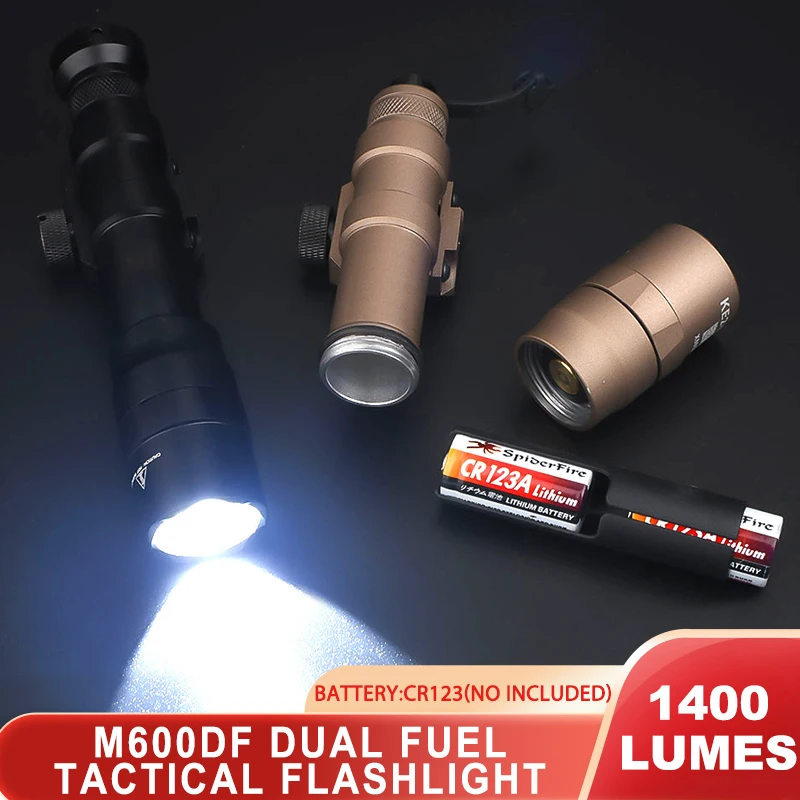 Airsoft M600 M600DF Dual Fuel Tactical Flashlight 1400lumes Hunting Rifle Weapon Scout Light Fit 20mm Picatinny Rail