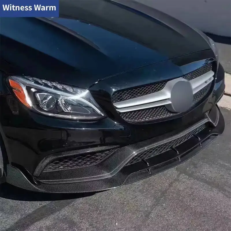 Фото Передний бампер из углеродного волокна, лопата для подбородка, диффузор для Mercedes Benz W205 C63 C63S AMG Coupe Sedan Car 2014-2021 №2