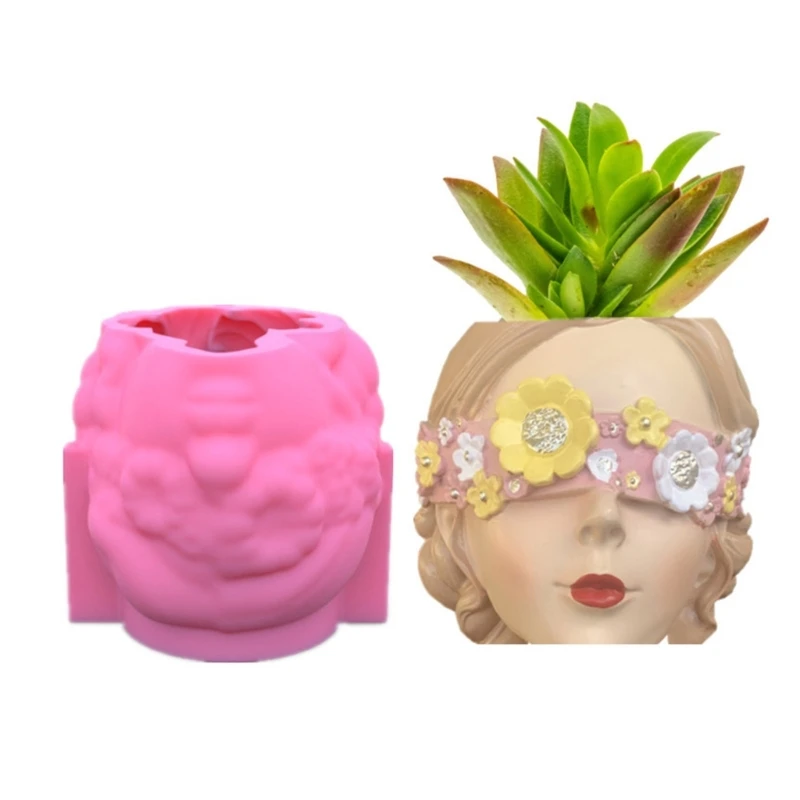 

Blinded Girl Flower Pot Silicone Mold Concrete Candlestick Resin Mould DIY Succulent Planter Mold Craft Home Decorations