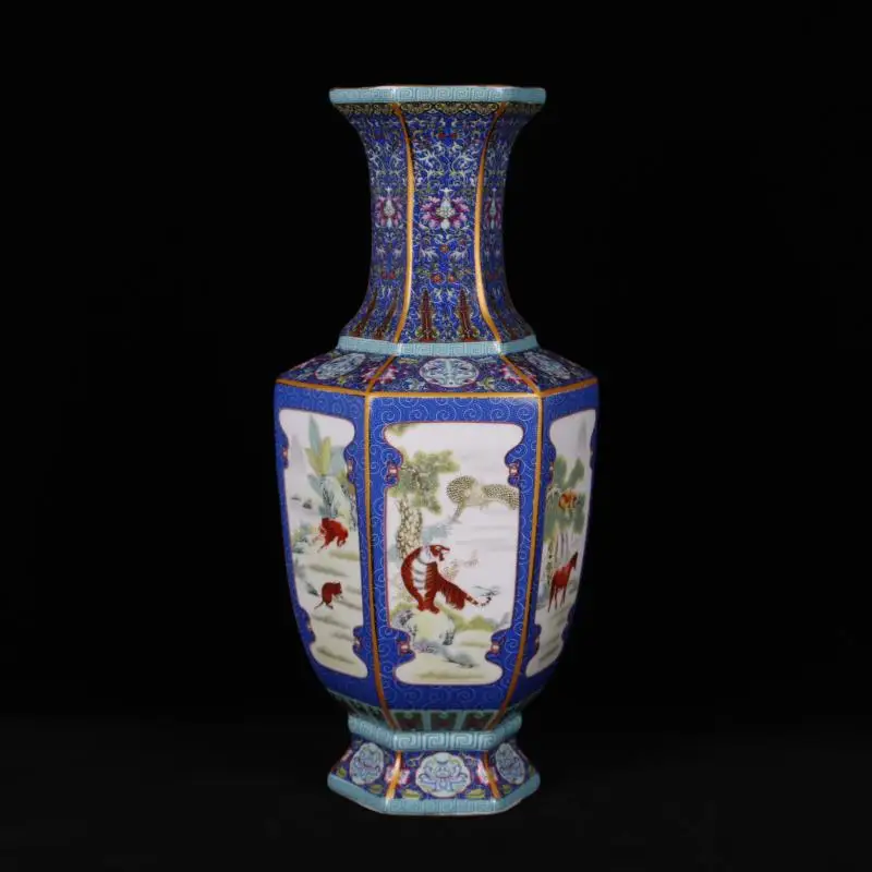 

Jingdezhen Antique Qianlong Enamel Color Twelve Zodiac Hexagonal Vase Chinese Classical Ceramic Porcelain Vases Ornaments Crafts