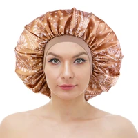 cashew flower printed satin silk women sleep night hat large hair cap elastic print round cap nightcap for female headwrap