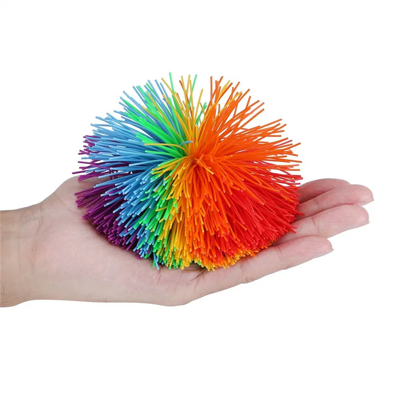 

6cm/8cm Baby Koosh Ball Silicone Skein Ball Rubber Hair Ball Baby Exercise Ball Rainbow Fidget Sensory Ball Anti-Stress Toys