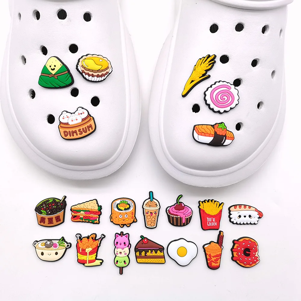 

1 Pcs Cartoon Food Theme PVC Shoe Charms DIY Croc Shoe Accessories Fit Clogs Decorate Buckle Unisex Kids Girls Party Gifts