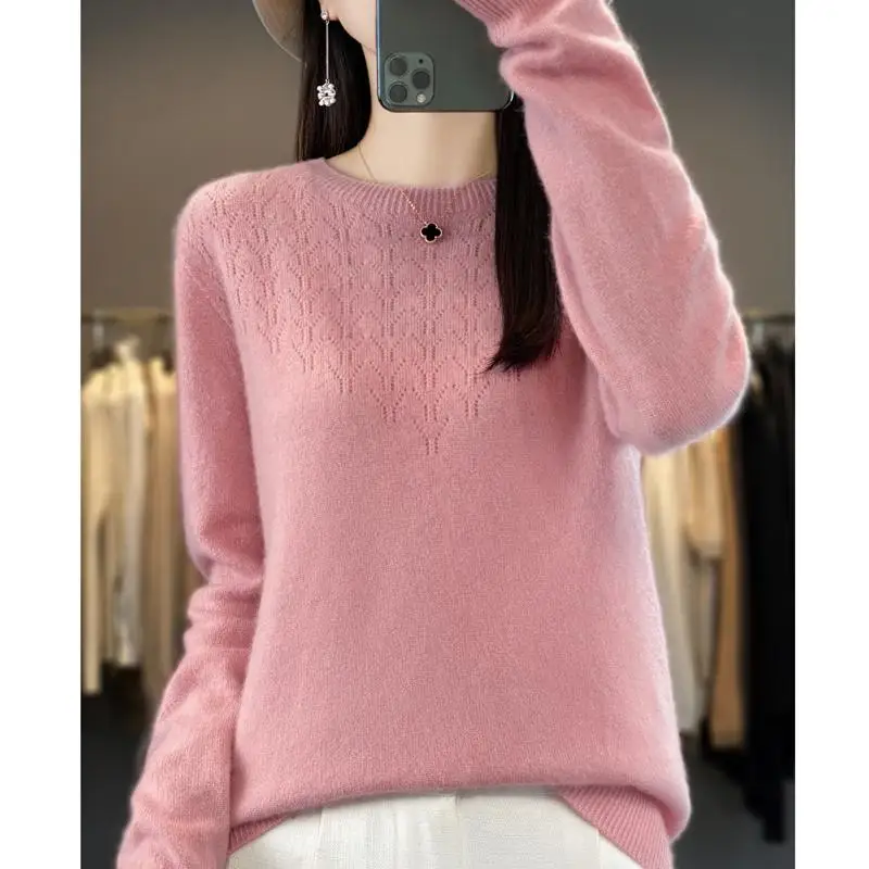 Hengyuanxiang овечья женская осенне-зимняя одежда первой линии с круглым вырезом полая