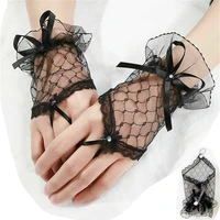 ladies short lace fingerless gloves anime cosplay gloves rocky mittens party through bowknot bride gloves lace white women