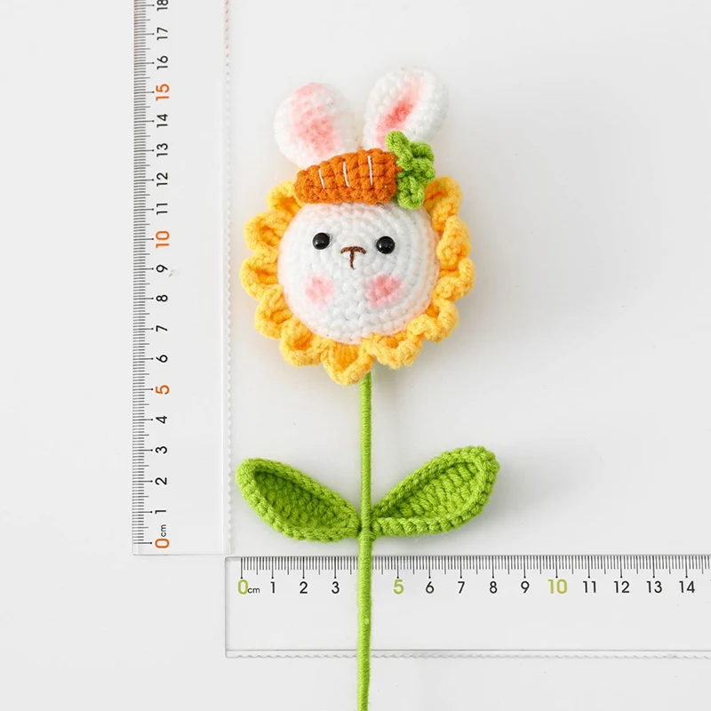 Плетеный букет из моркови кролика подсолнуха вязаный вручную искусственный