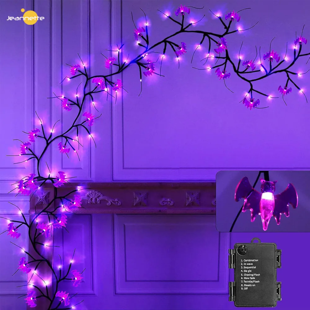 

Halloween Willow Vine Twig with Timer Purple Halloween Lights 8 Modes Waterproof Battery Operated Garland Halloween