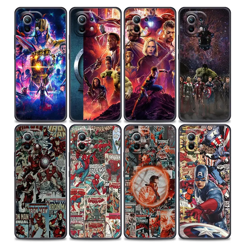 

Marvel Avengers Marvel Phone Case for Xiaomi Mi 12 12X 11i 11 11X 11T Pro Poco X3 NFC M3 Pro F3 GT M4 Soft Silicone