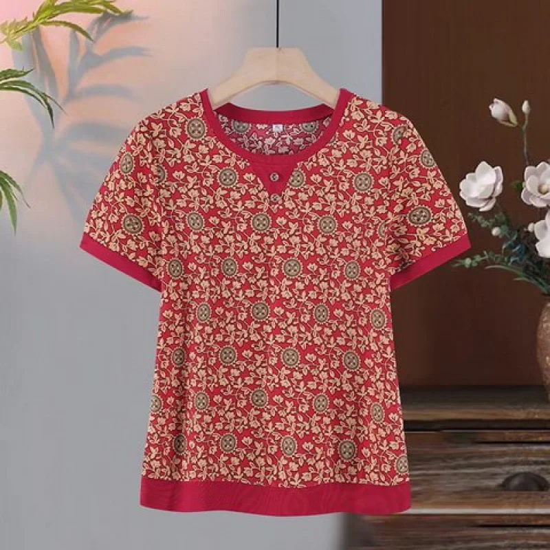 Элегантная утягивающая футболка с короткими рукавами и цветочным принтом