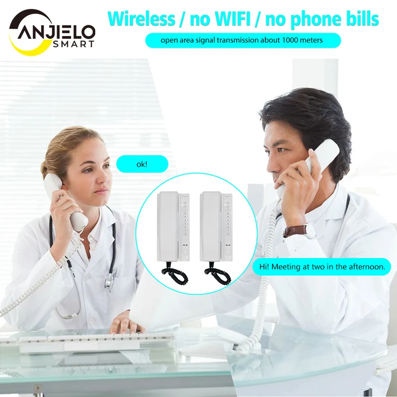 Enlarge 2.4GHz Wireless Mobile Phone Rechargeable Audio Intercom System Intercom Answering Machine Expandable for Warehouse Office Home