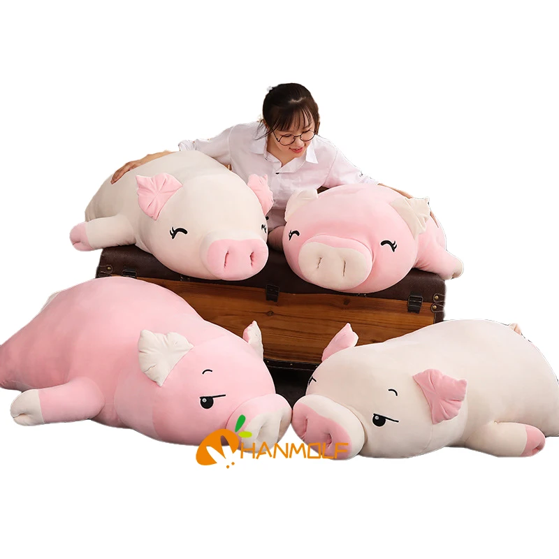 

Pig Toy Kids Hand 40~110cm Warmer Comforting Stuffed Squishy Animals Piggy Doll Lying White/Pink Blanket Plush Soft Plushie Gift
