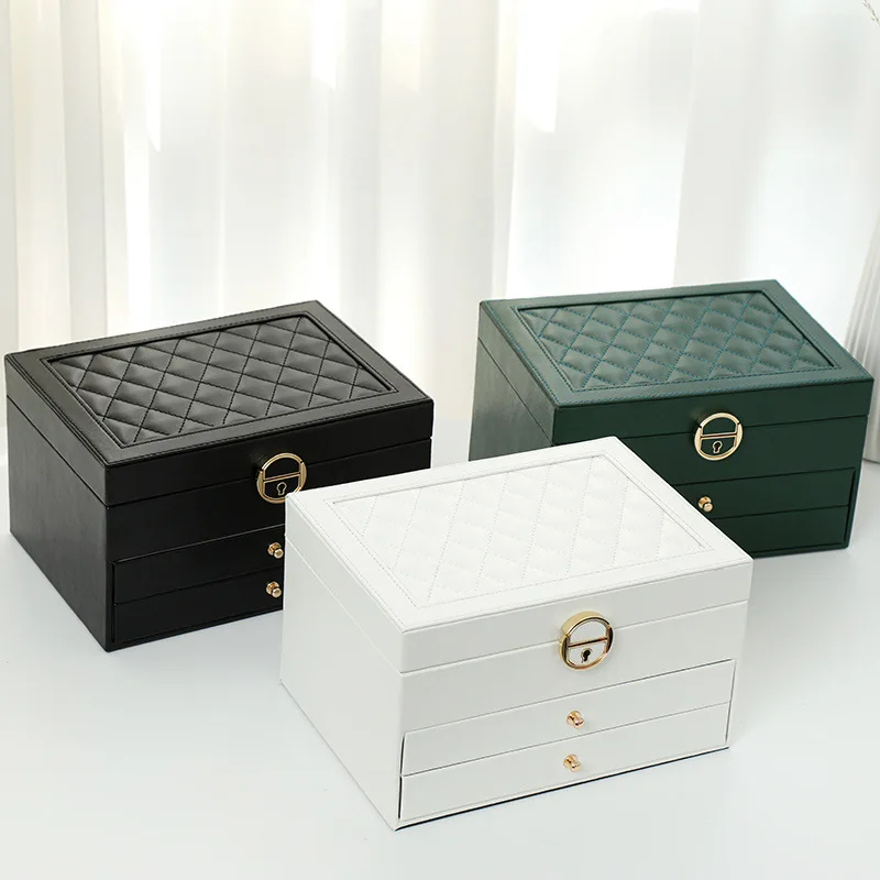 

PU Leather Jewelry Organize Box Multi-layer Large Capacity Multi-Function Jewelry Storage Box Ear Studs Rings Jewelry Organize