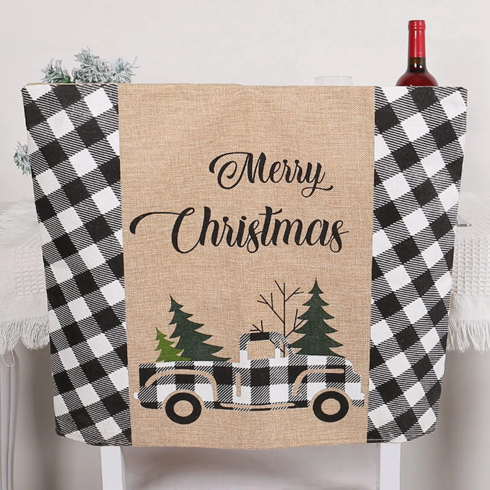 Рождественский Клетчатый Чехол На Стул Классический Узор Украшение Для