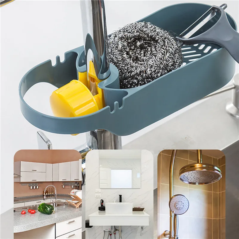 

Telescopic Sink Shelf Kitchen Sinks Organizer Soap Sponge Holder Sink Drain Rack Storage Basket Kitchen Gadgets Accessories Tool