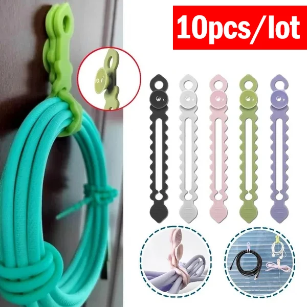 

1/5/10Pcs Silicone Cable Strap Ties Wire Cord Earphone Organizer Reusable Cable Holder Management Desk Tidy in Offfice Home
