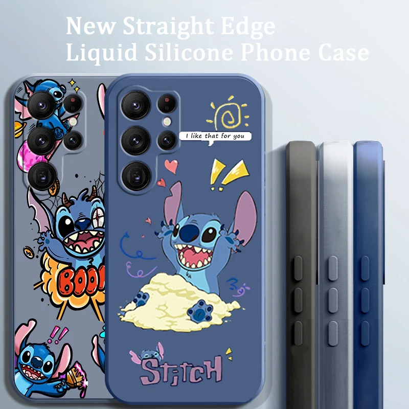 

Lilo & Stitch Disney Cartoon Liquid Rope Funda Phone Case For Samsung Galaxy S22 S21 S20 FE S10 Note 20 10 Plus Lite Ultra 5G