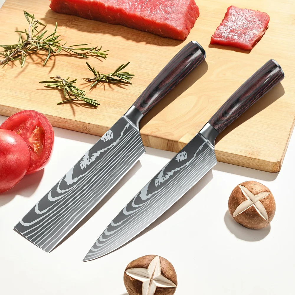 1-2 шт. набор кухонных ножей из нержавеющей стали ножи шеф-повара суши мясо Сантоку
