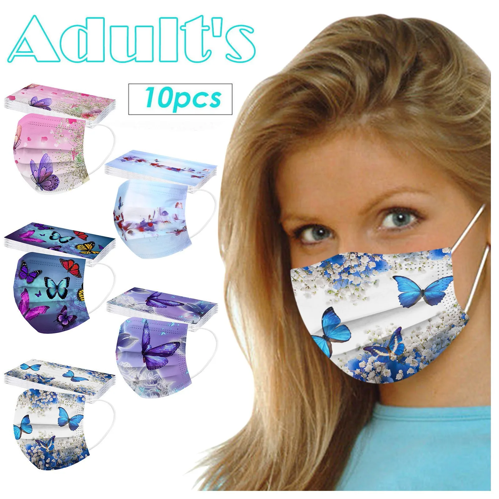 

10/50/100pcs Adult Butterfly Mask Disposable High Quality Mask Industrial 3ply Earhook Protective Маска Facemask Маска На Рот