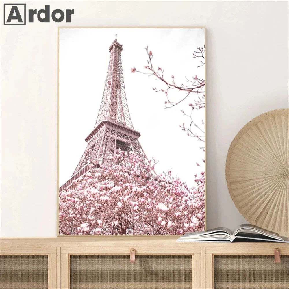 

Eiffel Tower Wall Art Canvas Painting Fashion Pink City Landscape Paintings Nordic Posters And Prints Picture Living Room Decor