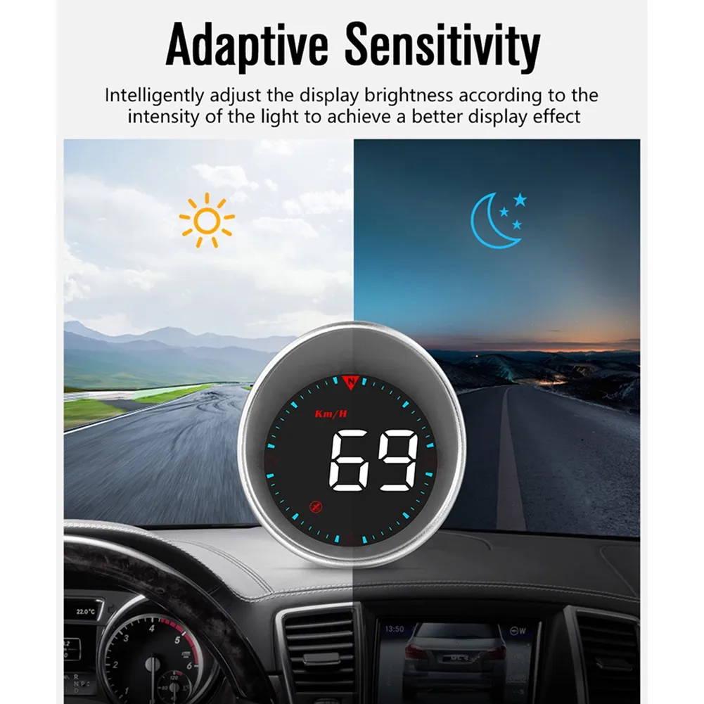 

Car GPS Speedometer G5 HUD Head-up Display Odometer LED Screen Speed Gauges Warning Alarm For Yacht Boat 12/24V