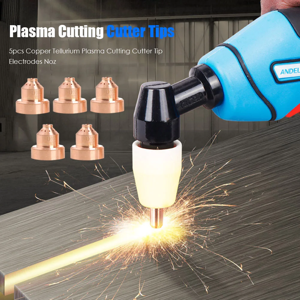 

5Pcs Copper Plasma Cutter Torch High Temperature Resistance Consumable Practical Electrode Tips Nozzle Set Accessories