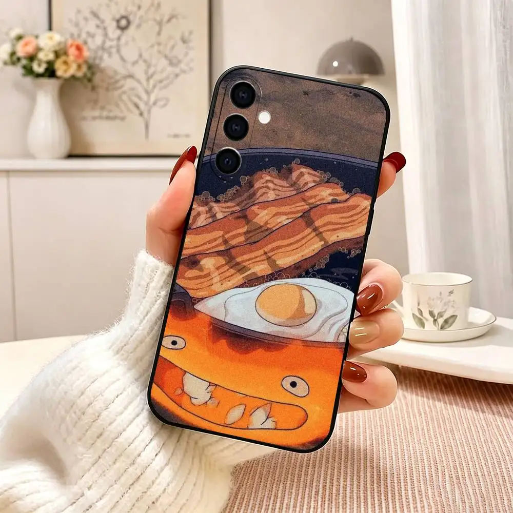 Фото Чехол для телефона Howls Moving Castle Calcifer для Samsung Galaxy A73, A72, A71, A70, A53, A52, A51, мягкий силиконовый черный чехол №4