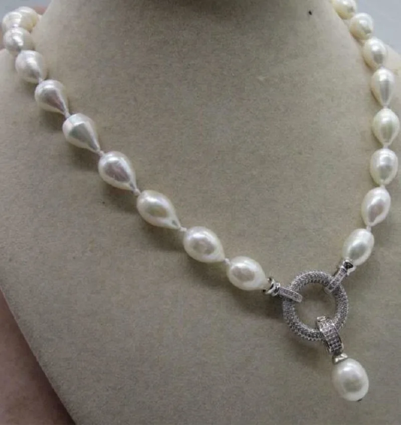 huge 13-17mm natural genuine south sea white baroque pearl necklace +pendant 18
