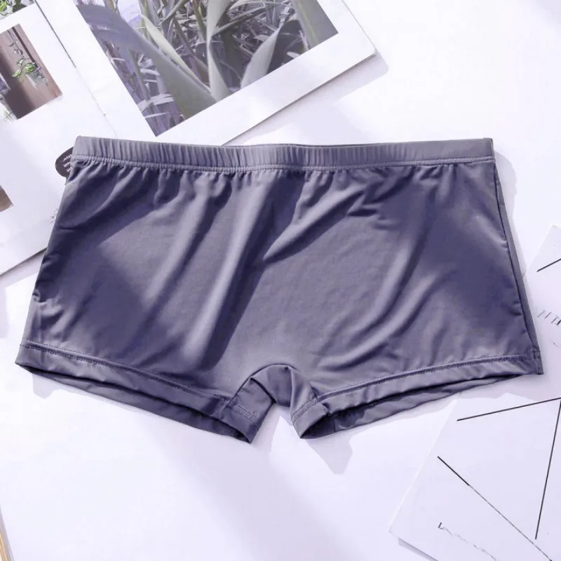 

Casual Men's Underwear Ice Silk Boxer Briefs Breathable Comfy Male Underwear Soft Thin Comfort Fit Underpants Men Sleepwear M-2X