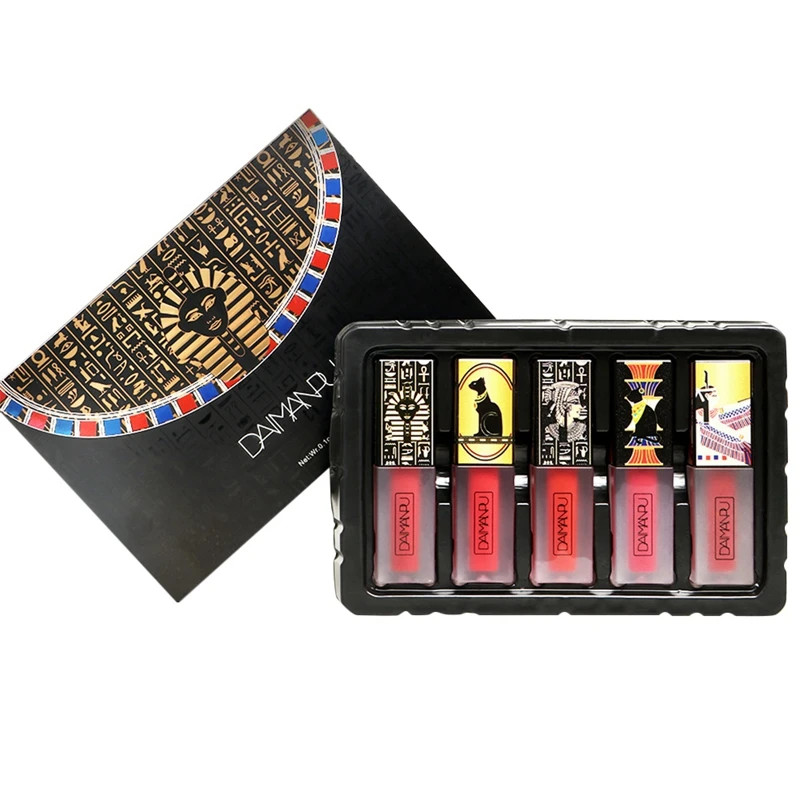 

DAIMANPU Unique Egyptian Style Lipstick 5 Colors Velvet Lipstick Waterproof Lipstick Matte Moisturizing Non-Drying Lip Makeup