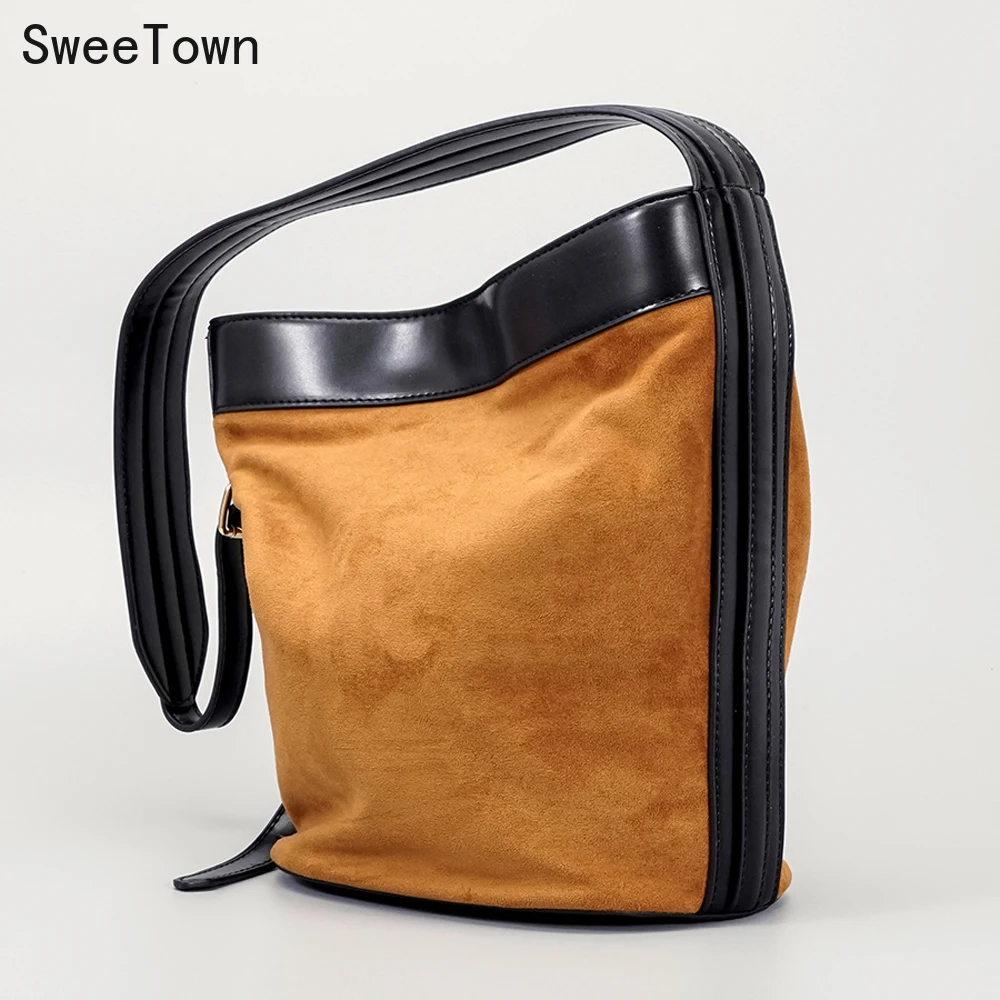 

Роскошные дизайнерские сумки-ведра Sweetown от известного бренда, женские сумки-мессенджеры через плечо в стиле ретро, женские сумки из 2022 ткан...