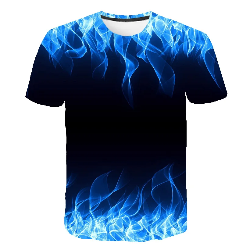 

Hot sale in 2023 summer 3d printing men's t-shirt blue flame cool psychedelic men's t-shirt O-neck casual couple street t-shirt