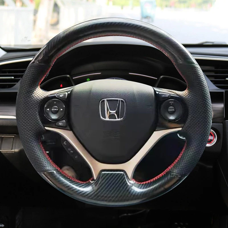 

For Honda Breeze CR-V Civic Accord XRV Greiz Vezel Crider DIY DIY custom hand sewn carbon fiber leather car steering wheel cover