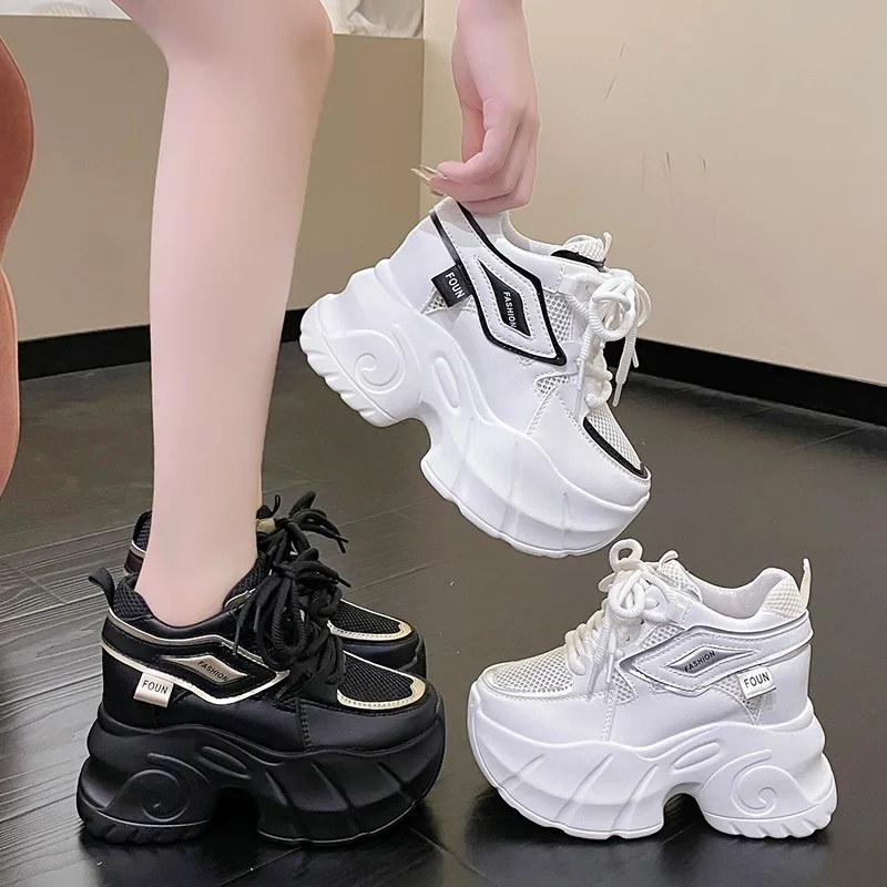 Женские массивные кроссовки на высоком каблуке 10 см Новинка осени 2024 Спортивная