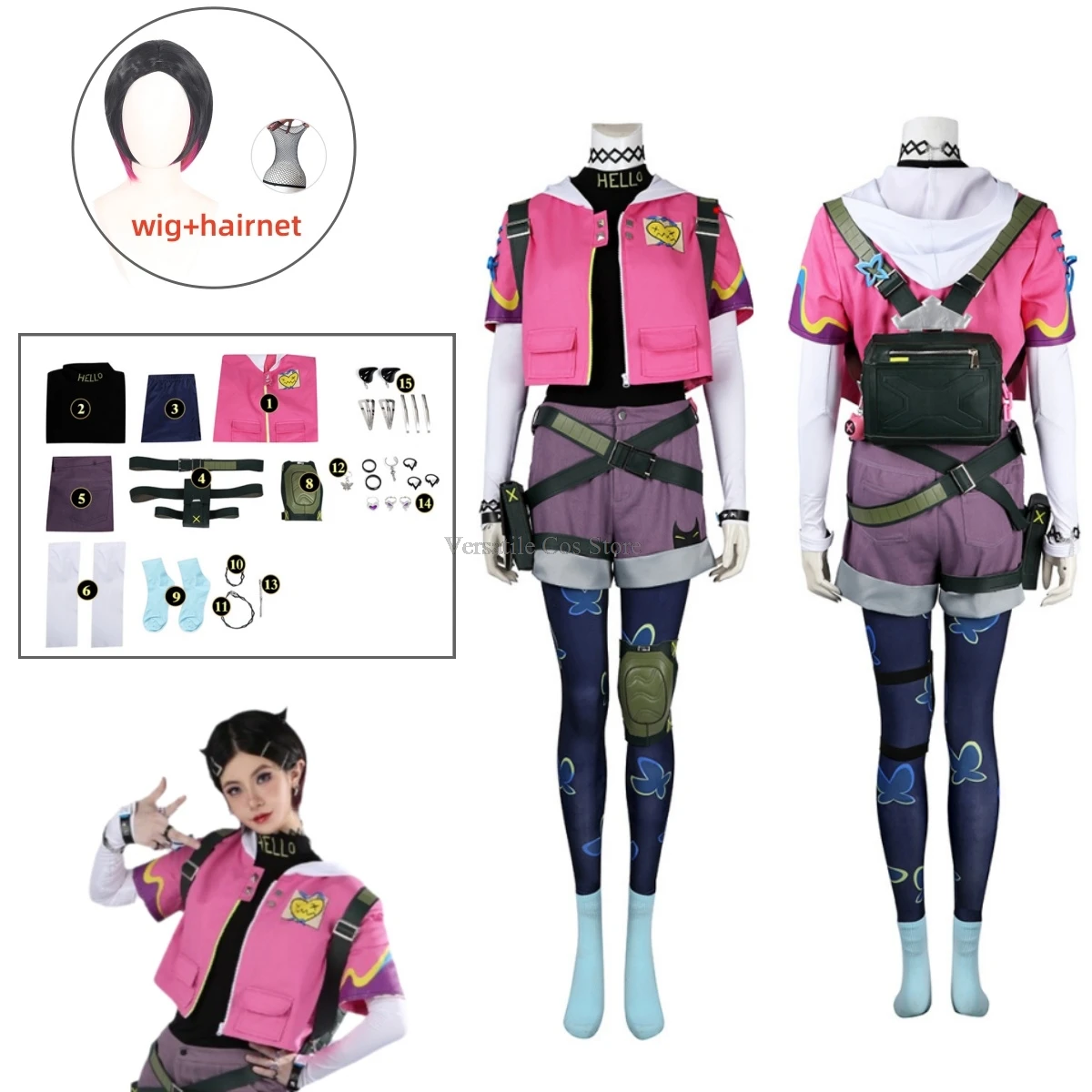 Фэнтези Бабочка гвоздики кольца Косплей рюкзак костюм игра валорант пальто