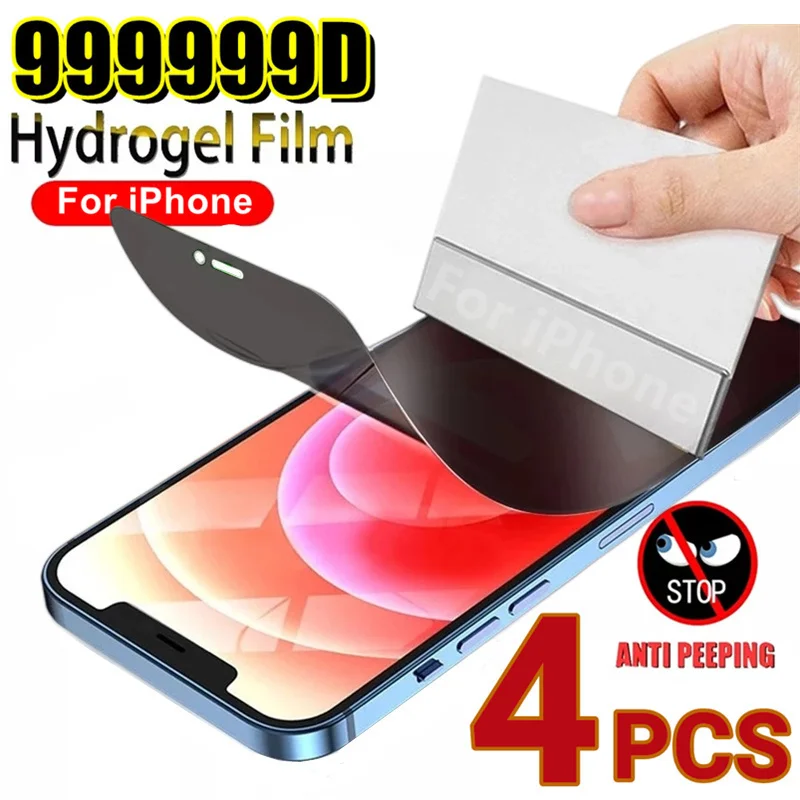 

4pcs Anti Spy Privacy Soft Hydrogel Film For iPhone 13 12 11 6S Pro Max Mini X XR XS Max 6 6s 7 8 Plus 12pro 13 Screen Protector