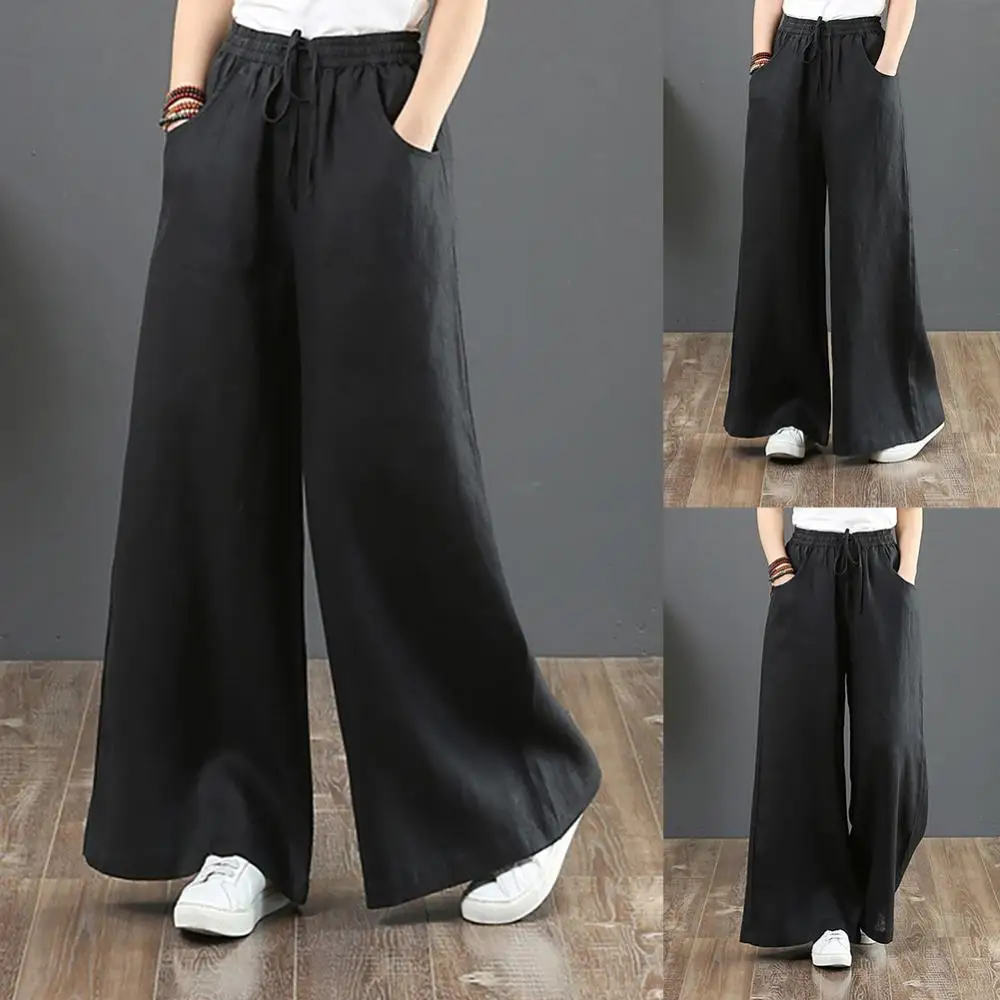 

Trousers Straight Pants High Waist Cotton Women Vintage Causals Linen Mopping