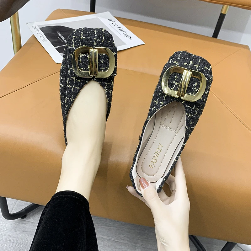 35-45 Yards Plus Size Women's Shoes 2022 Spring and Autumn Fashion All-match Pumps Square Toe Flat Non-slip Women's Shoes Luxury