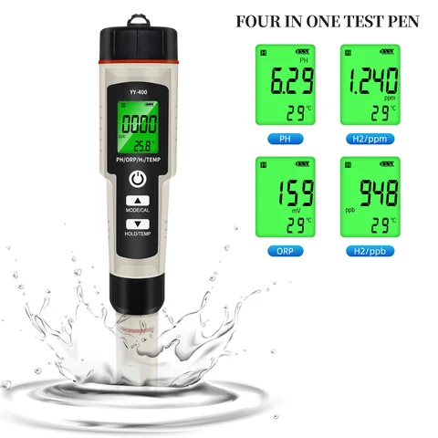 Измеритель температуры и PH ORP H2, тестер водорода 4 в 1, ручка для определения качества воды и чистоты, анализатор для аквариума, бассейна, гидропоники
