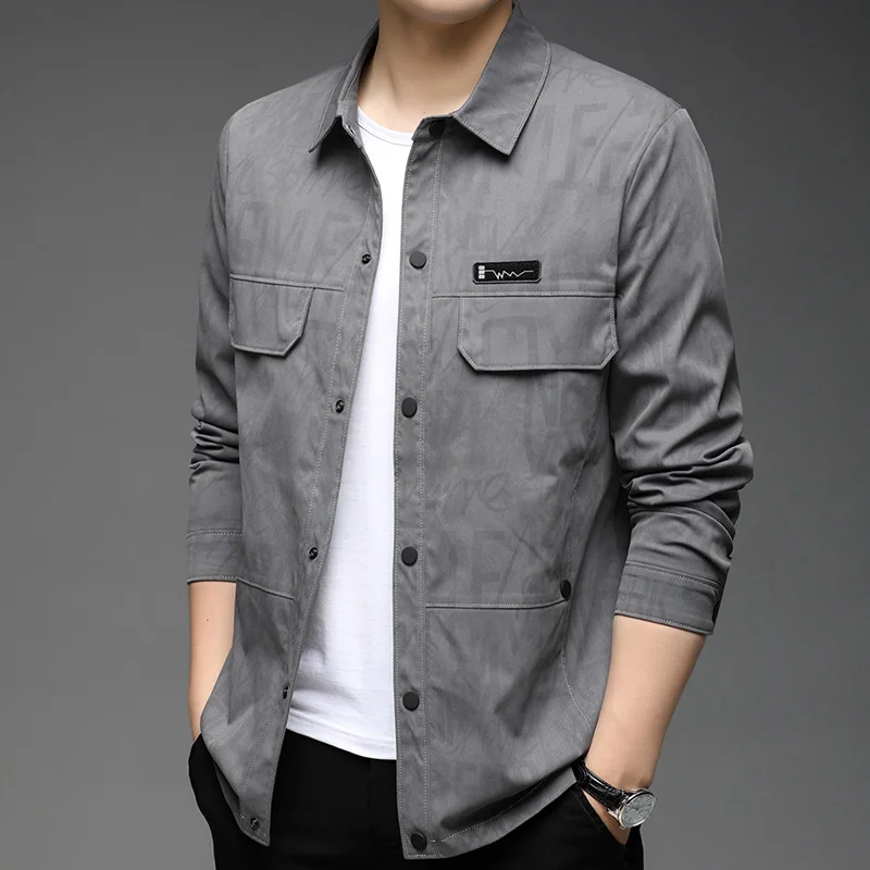 

Men's Spring and Summer Four Seasons Single-Breasted Long Sleeve Shirt Jacket Jacket Fashion Youth Trendy Matching