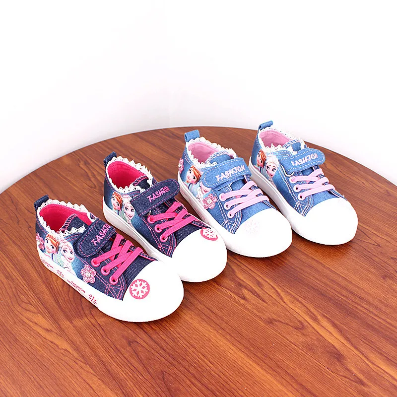 Повседневные туфли с высоким верхом Disney модные джинсовые мультяшным принтом