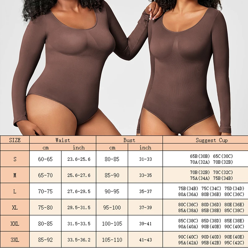 Корректирующее боди с длинным рукавом и пуговицами GUUDIA