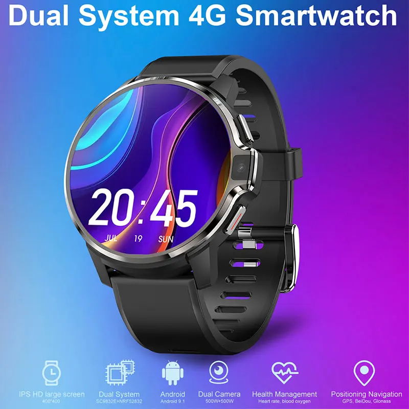 Cheap LZAKMR reloj inteligente 4G para hombre, dispositivo con Android 9,1, GPS, OS, pantalla HD de 400x400, cámara Dual, 4G, 64GB, tarjeta Sim, para HUAWEI