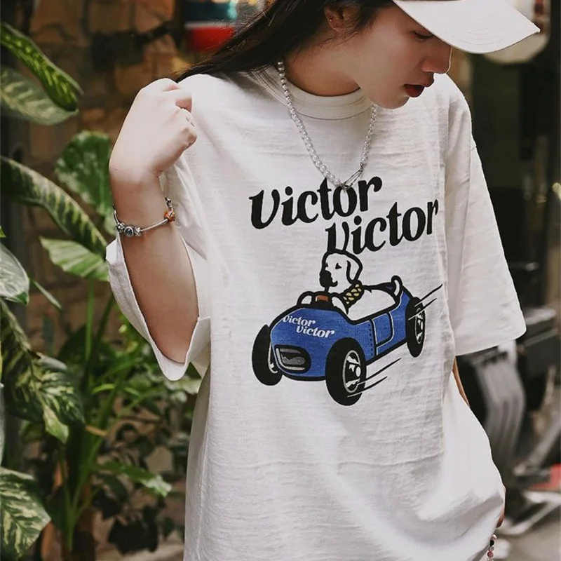 

Human Made 2023ss New Spring And Summer Racing Dog English Print 100% Cotton T-Shirts For Men Women