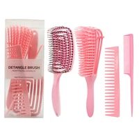 4 pce set hair brush barber accessories massage comb care styling tools salon point tail wave fluffy cepillo pelo