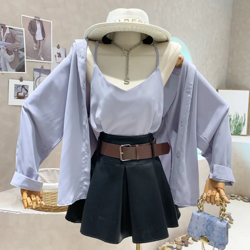 

New Women's Clothing 2022 early autumn design loose sling thin Long sleeve shirt top fashion casual suit