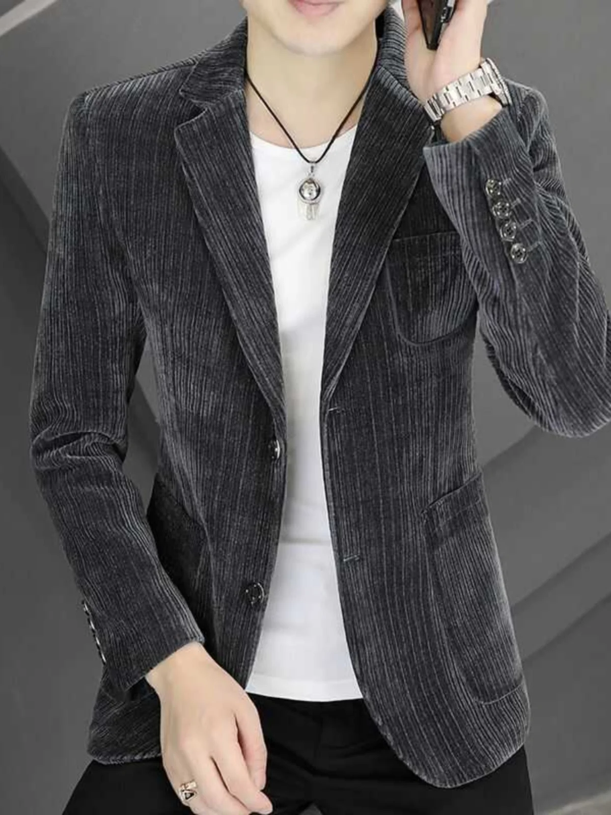 Мужской вельветовый костюм верхняя одежда Young Sle универсальная облегающая модная