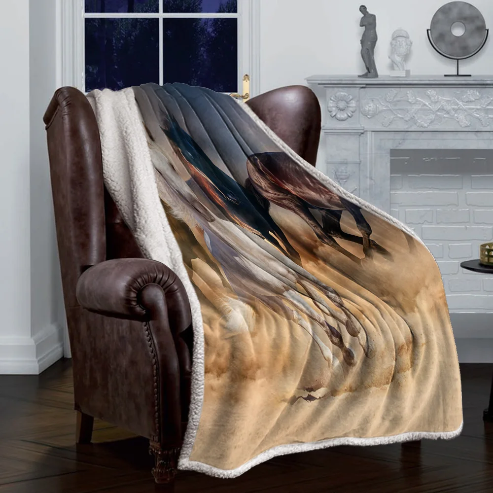 Бегущая лошадь животные одеяла зимнее теплое кашемировое одеяло офисный диван
