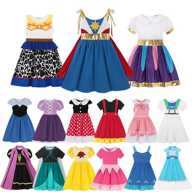 Disney Frozen Costume Princess Dress Girl Elsa Anna Rapunzel Costume Children Birthday Party Carnival Halloween Cosplay Clothes