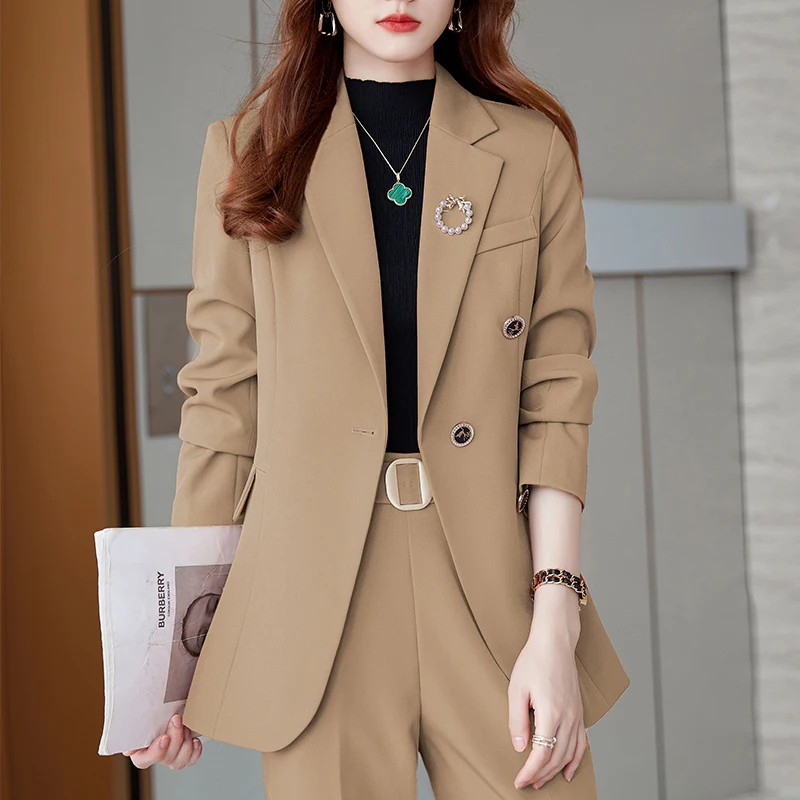 Korean Autumn Formal Ladies High Quality Blazer Women Business Suits with Sets Work Wear Office Uniform Pants Jacket Two Piece